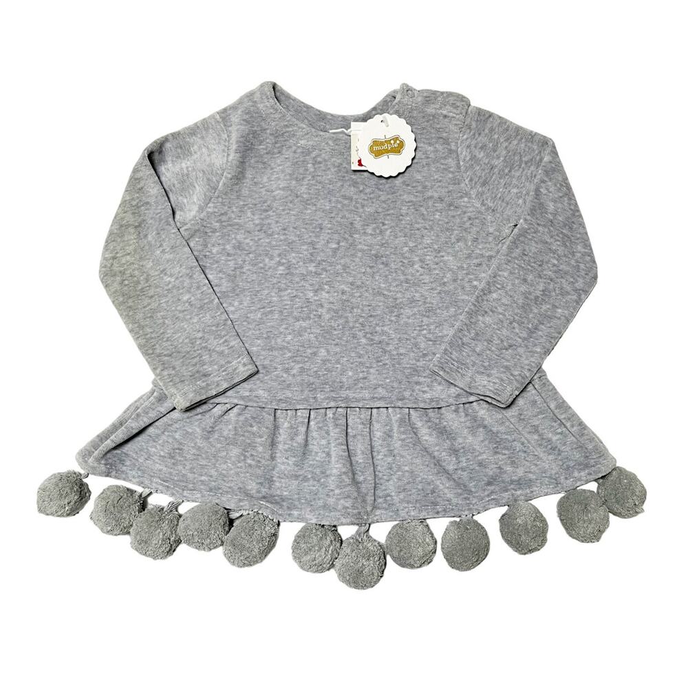 NWT Mud Pie Velour Pom Shirt Size 12-18m *READ*
